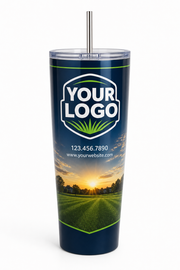Midnight Sunrise Yard custom lawn care & landscaping crew uniform Tumbler — front