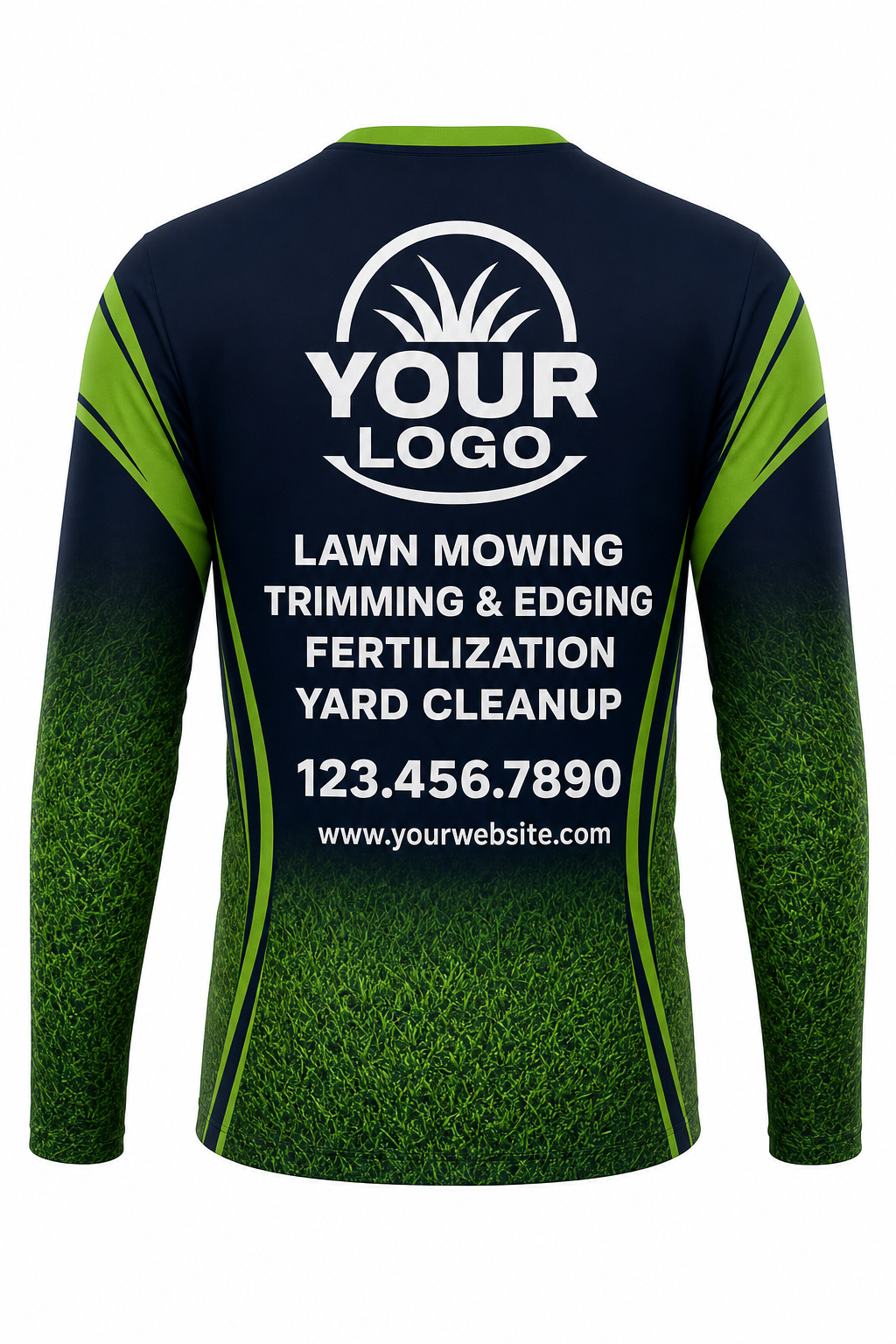 Midnight Turf custom lawn care & landscaping crew uniform Long Sleeve — back