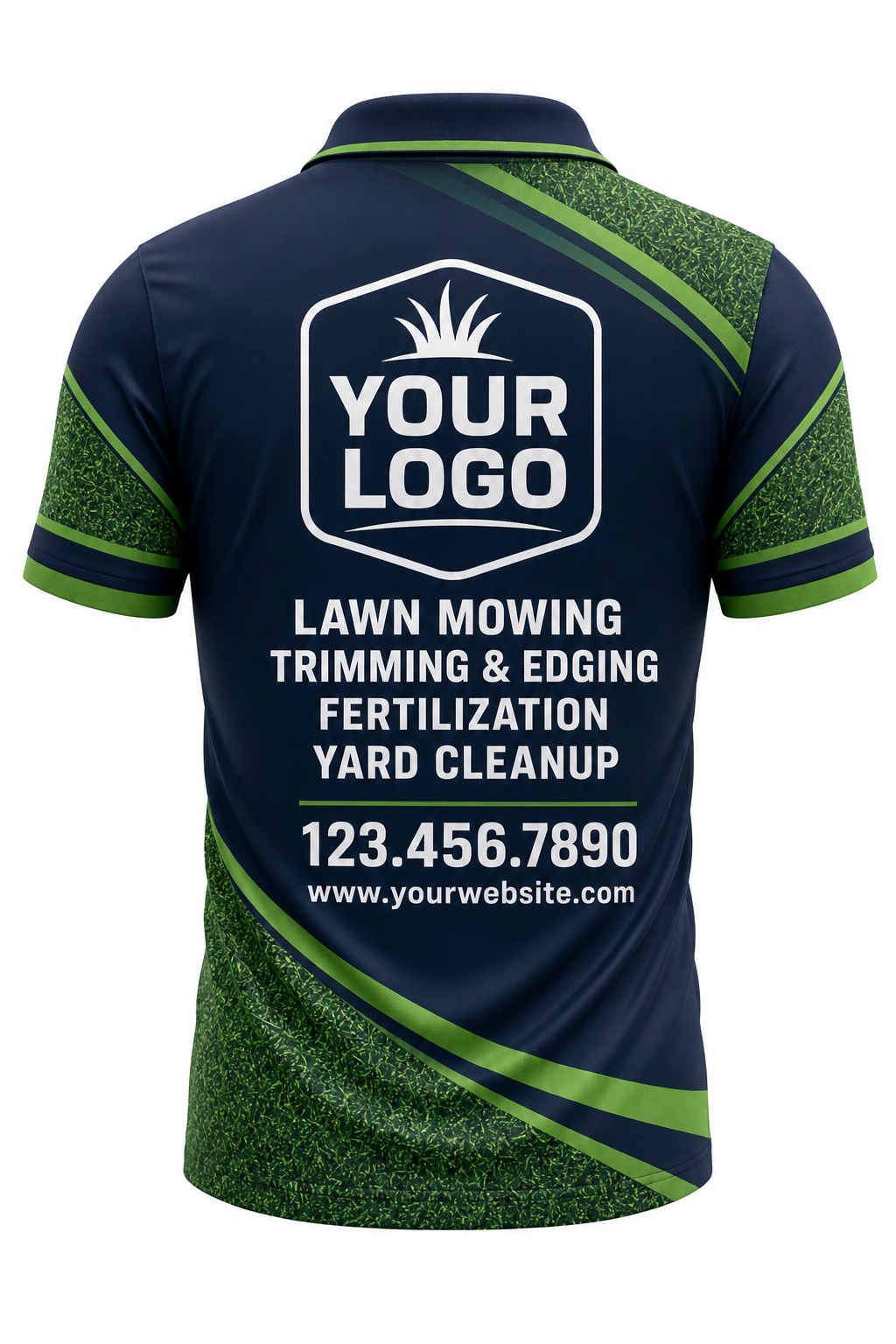 Midnight Turf custom lawn care & landscaping crew uniform Polo — back