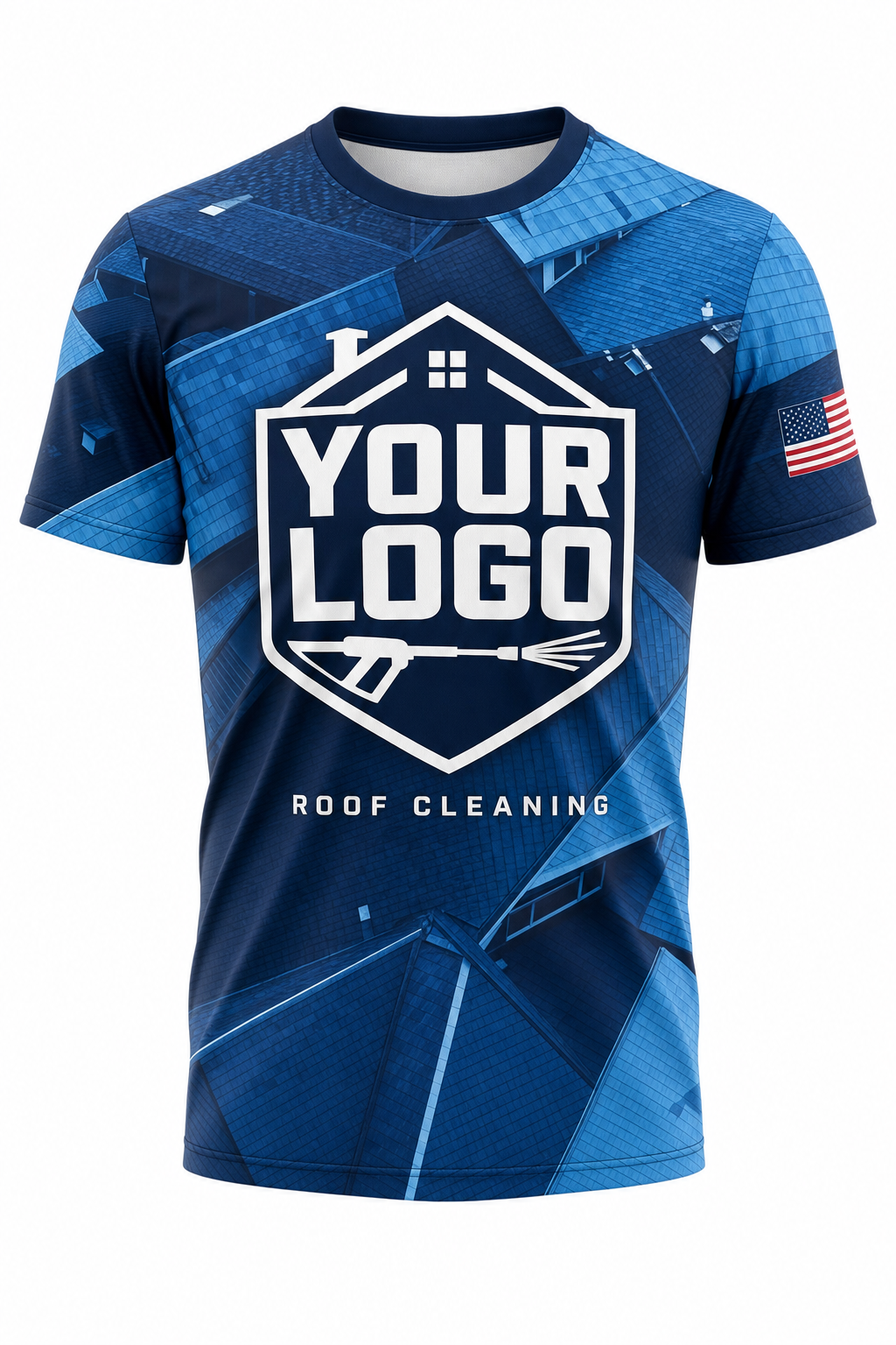 Navy Rooftop custom roof cleaning crew uniform t-shirt — front (tee-front)