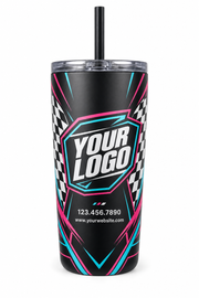 Neon Checker custom pedicab crew uniform Tumbler — front