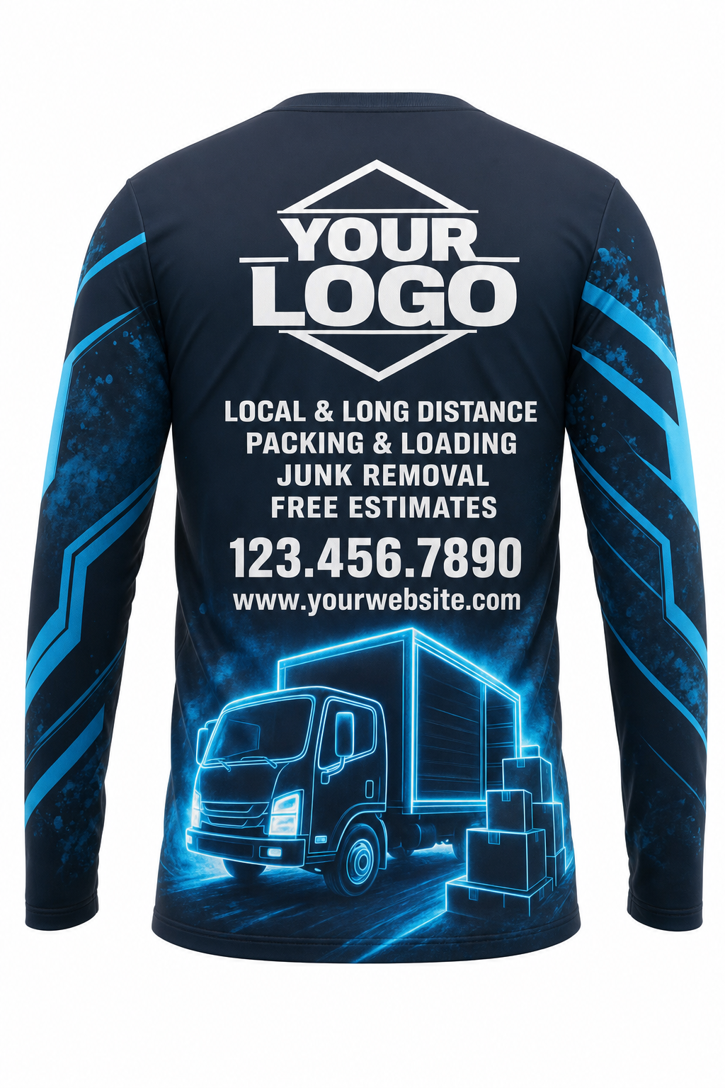 Neon Move custom moving & junk removal crew uniform Long Sleeve — back
