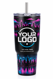 Neon Skyline custom pedicab crew uniform Tumbler — front