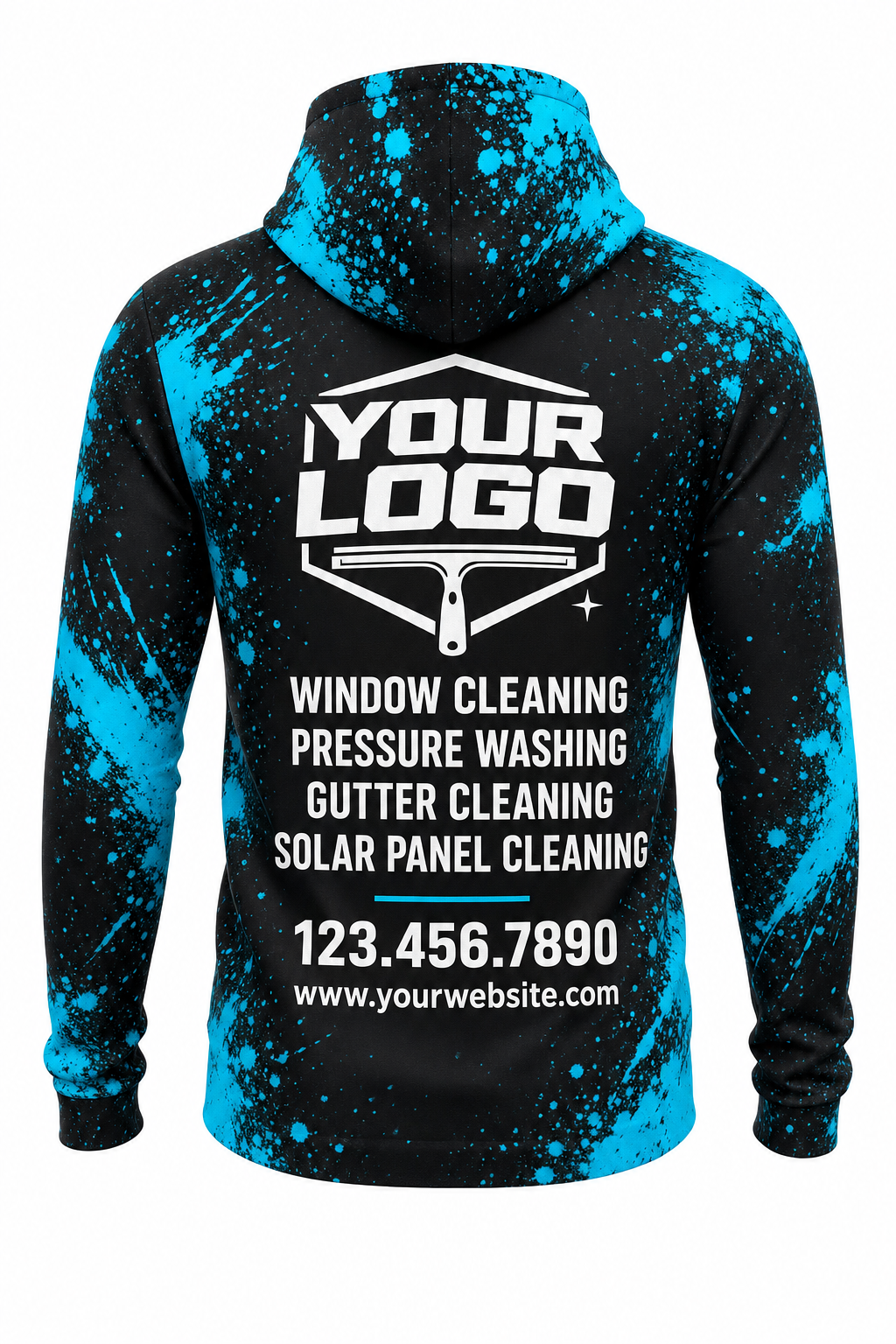Neon Spray custom window cleaning crew uniform hoodie — back (hoodie-back)
