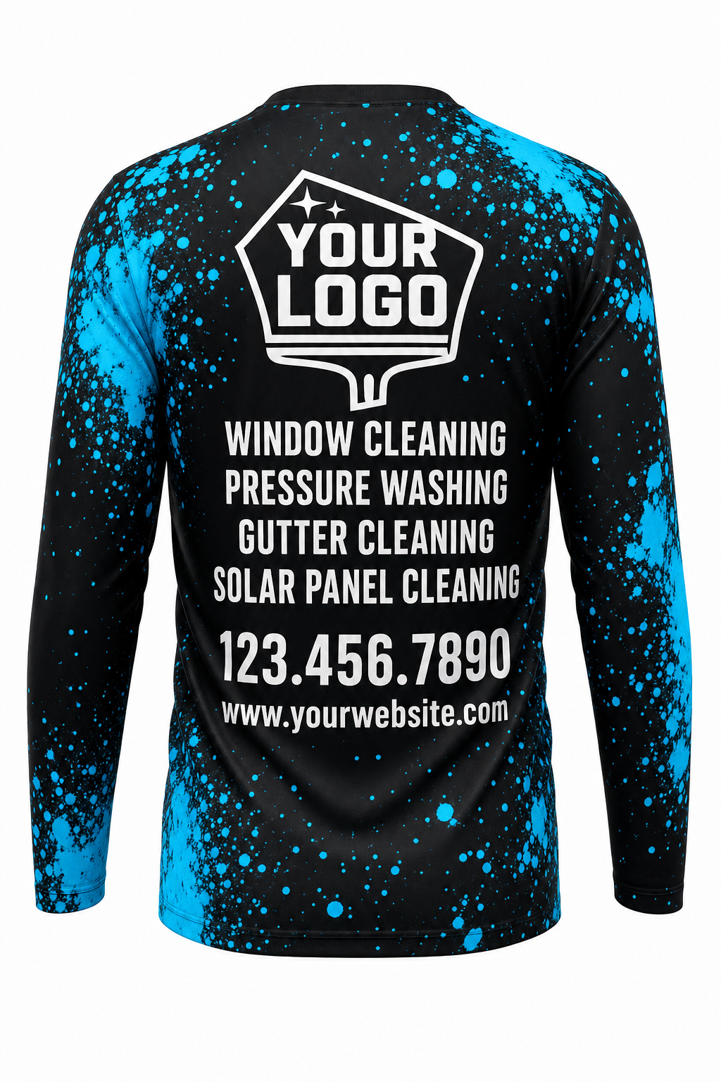 Neon Spray custom window cleaning crew uniform long-sleeve shirt — back (longsleeve-back)