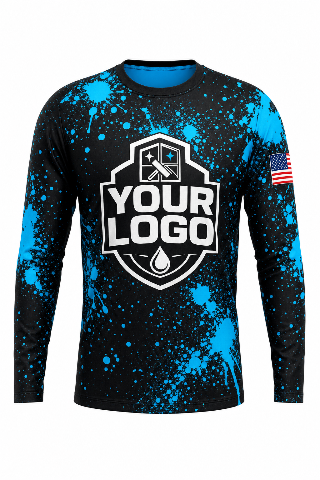 Neon Spray custom window cleaning crew uniform long-sleeve shirt — front (longsleeve-front)
