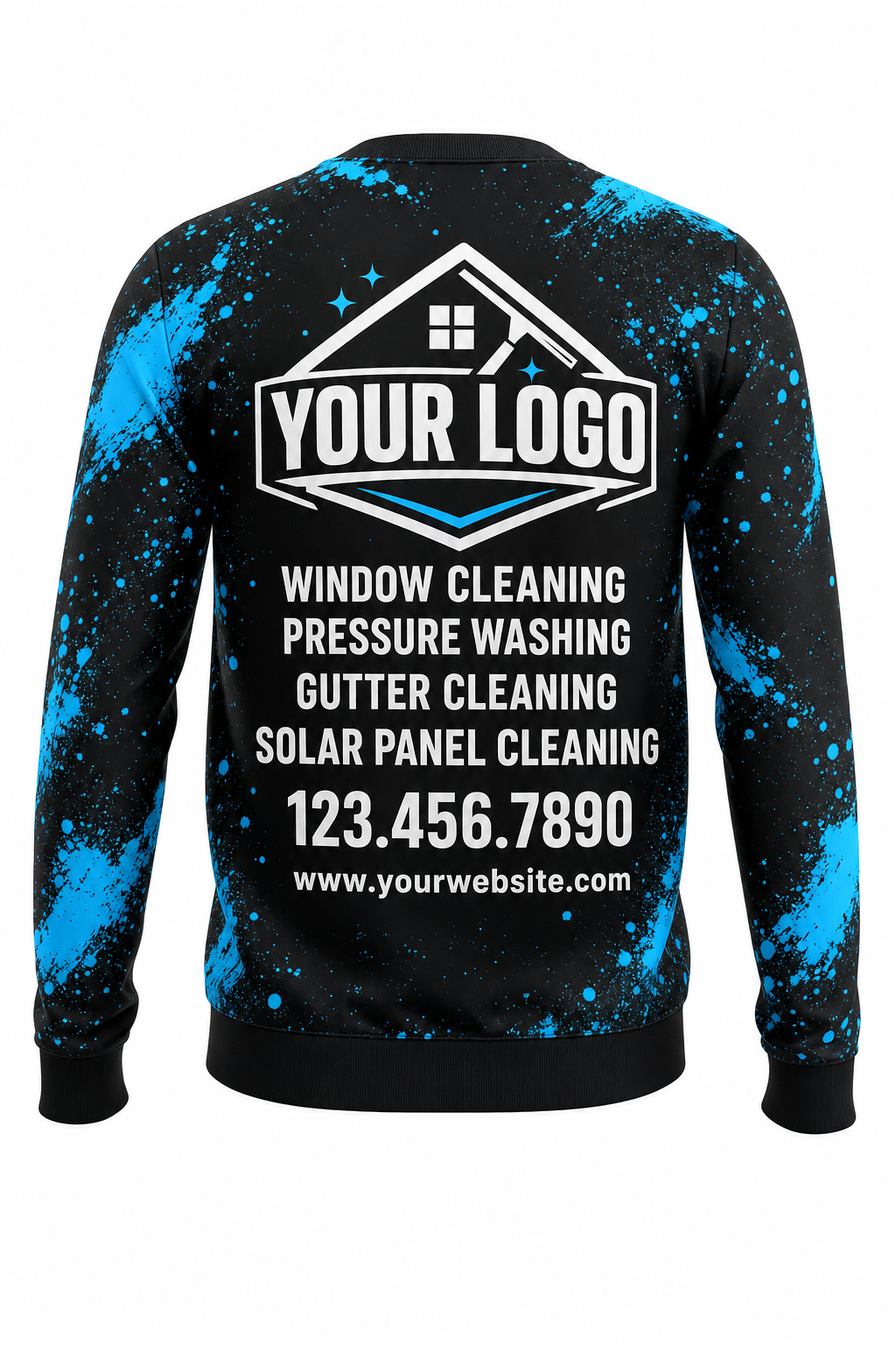Neon Spray custom window cleaning crew uniform sweatshirt — back (sweatshirt-back)