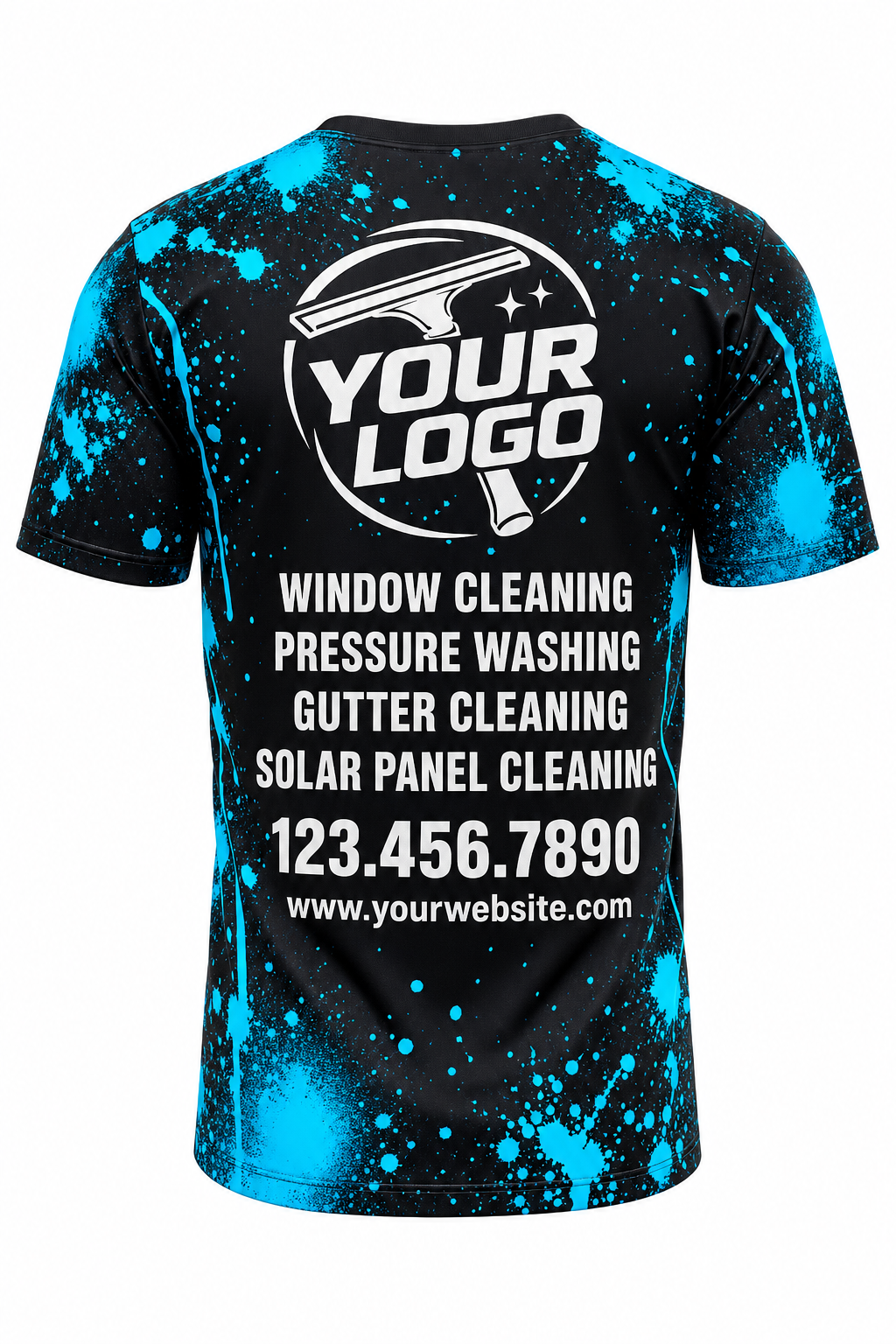 Neon Spray custom window cleaning crew uniform t-shirt — back (tee-back)