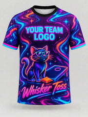 Neon Whiskers custom cornhole team jersey, front