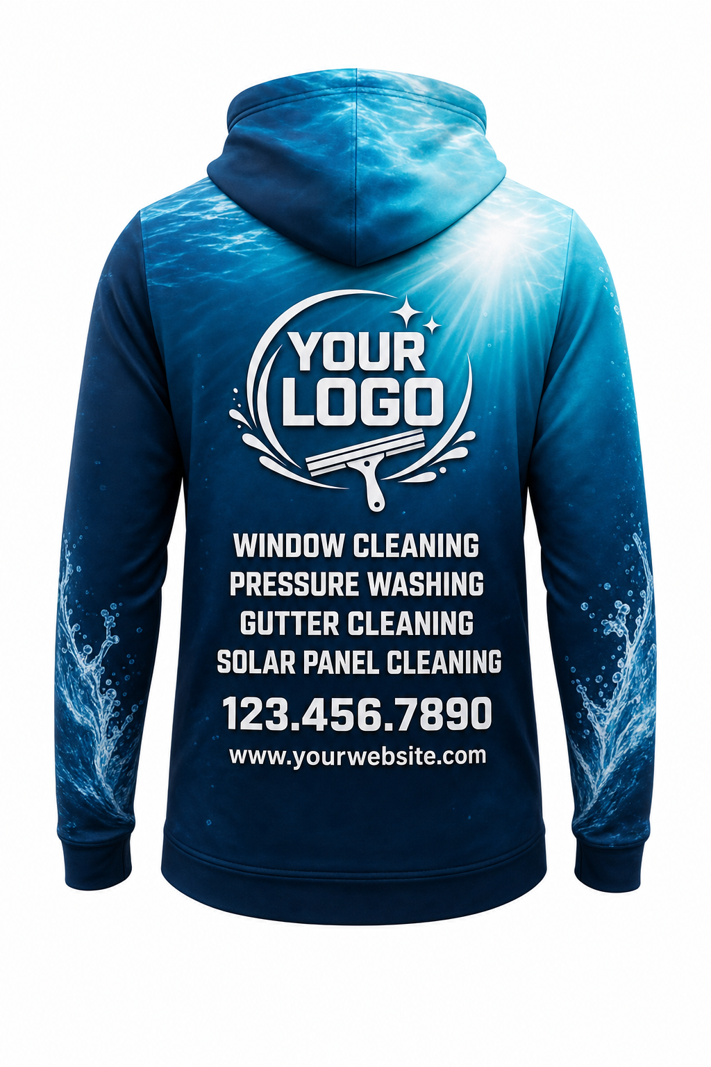 Ocean Depth custom window cleaning crew uniform hoodie — back (hoodie-back)