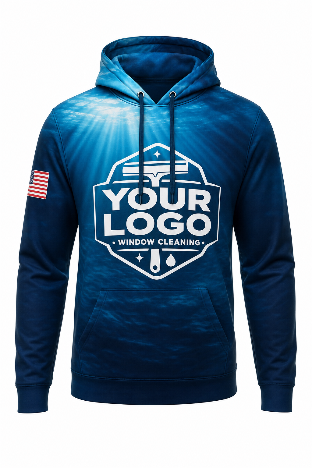 Ocean Depth custom window cleaning crew uniform hoodie — front (hoodie-front)