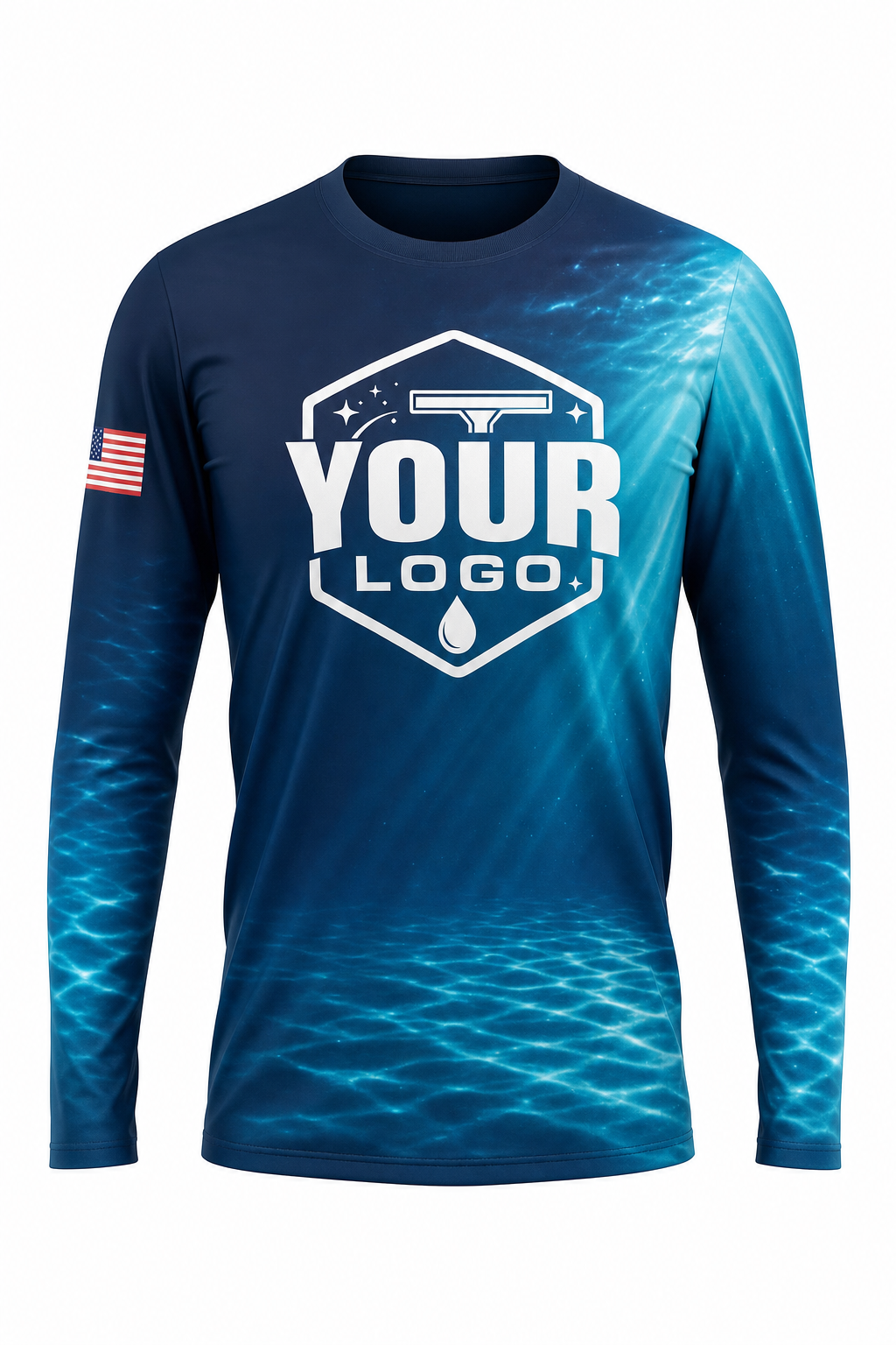 Ocean Depth custom window cleaning crew uniform long-sleeve shirt — front (longsleeve-front)