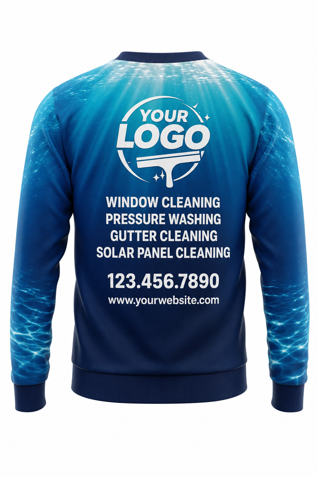 Ocean Depth custom window cleaning crew uniform sweatshirt — back (sweatshirt-back)