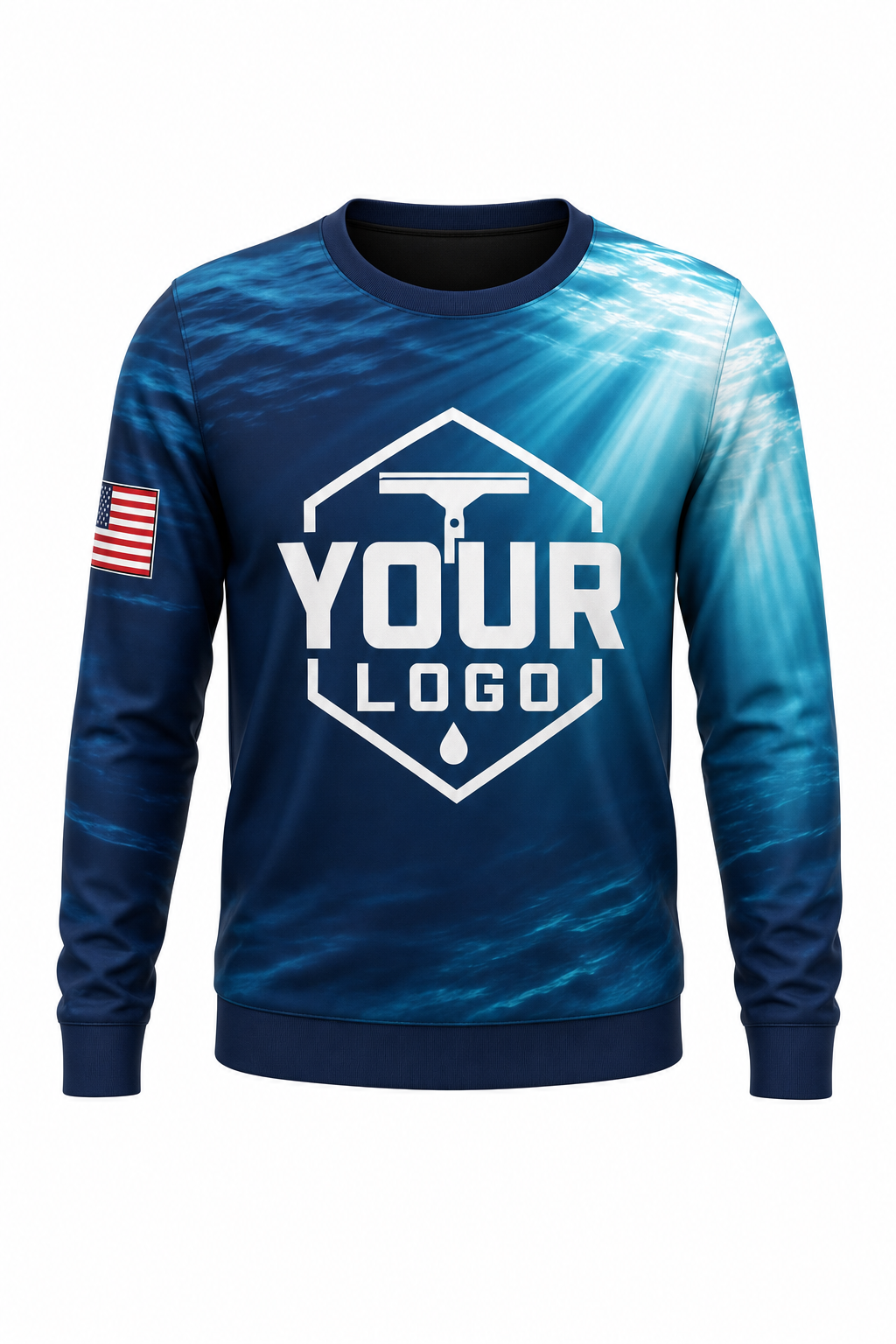 Ocean Depth custom window cleaning crew uniform sweatshirt — front (sweatshirt-front)
