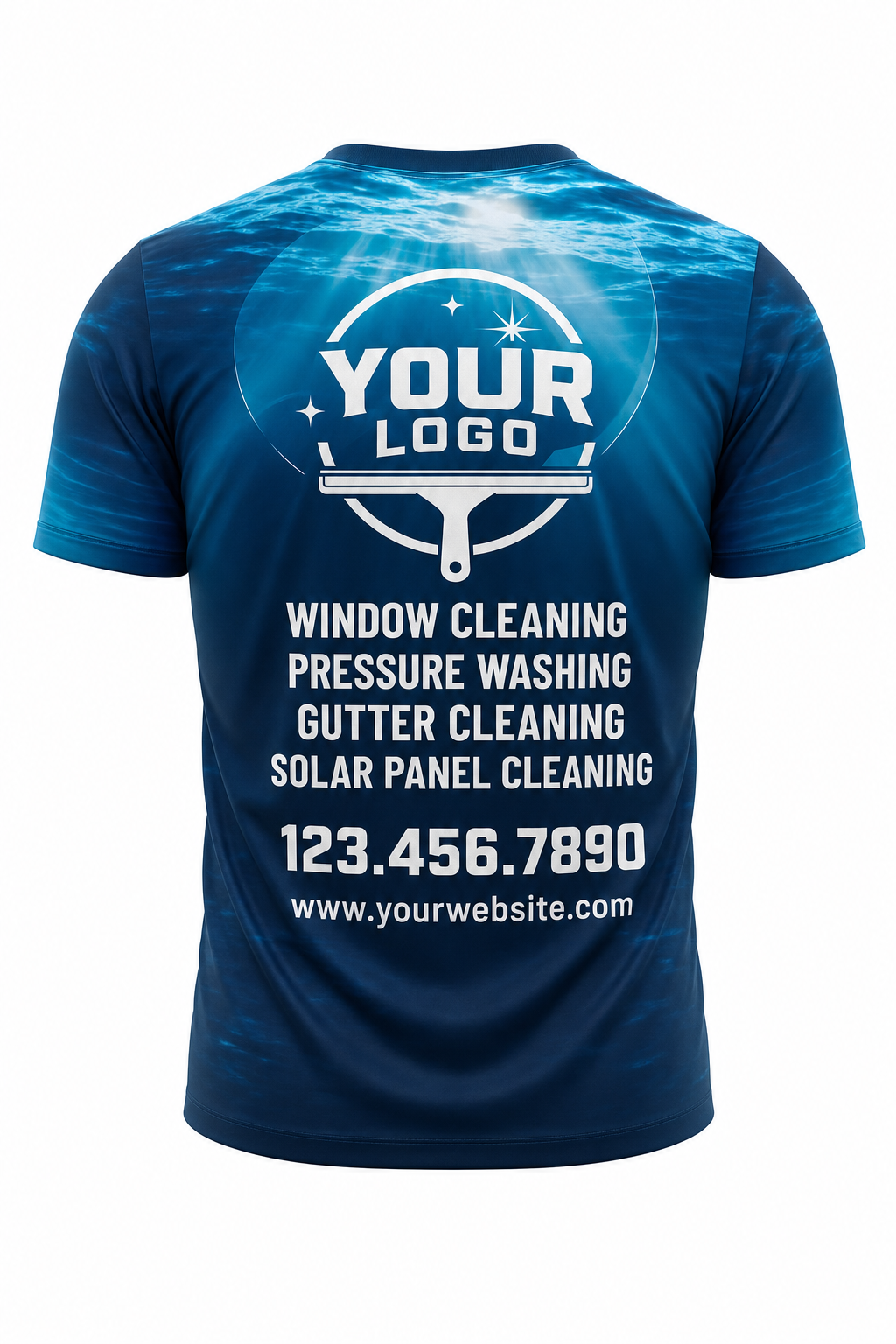 Ocean Depth custom window cleaning crew uniform t-shirt — back (tee-back)