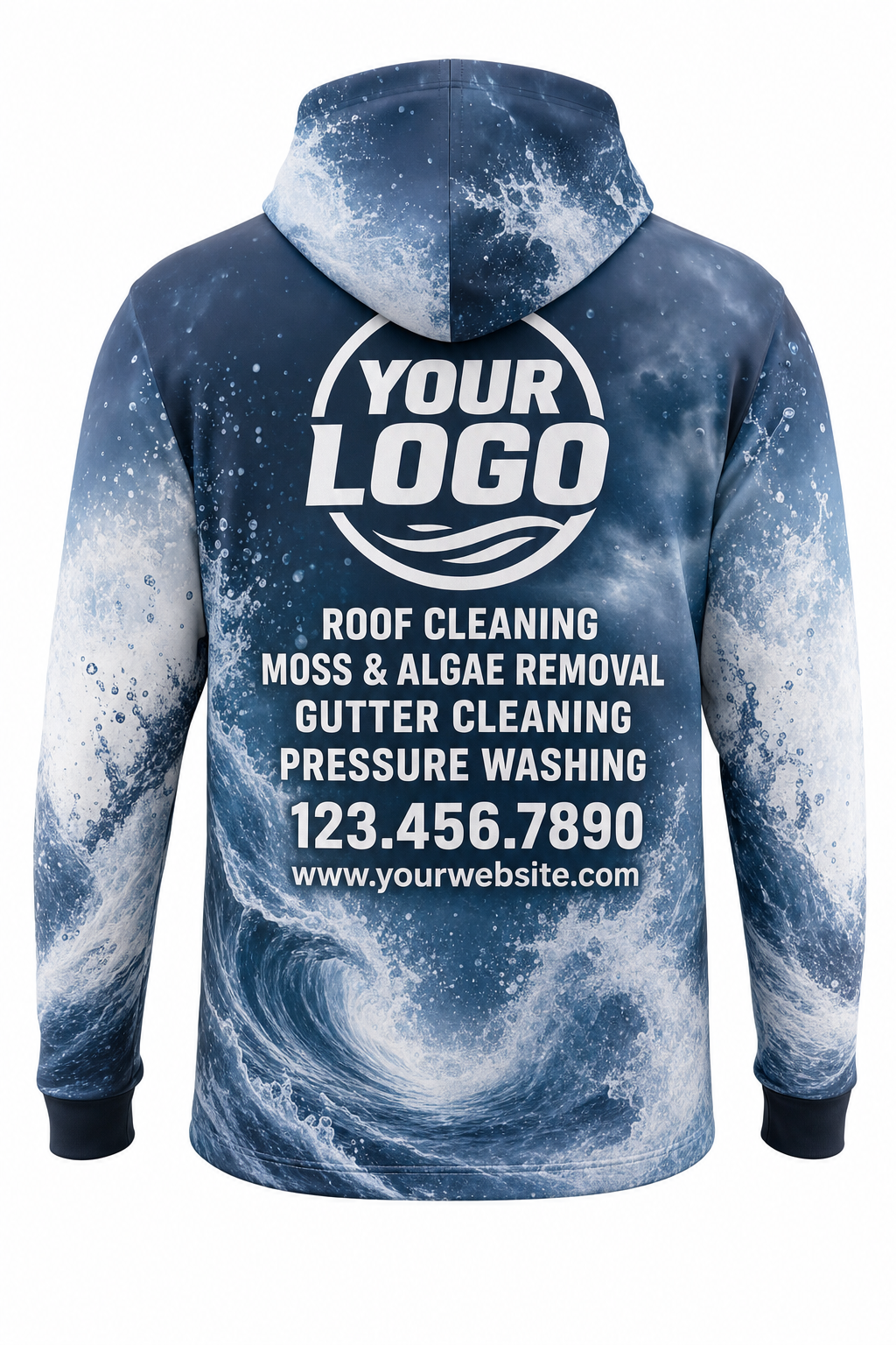 Ocean Storm custom roof cleaning & pressure washing crew uniform Hoodie — back