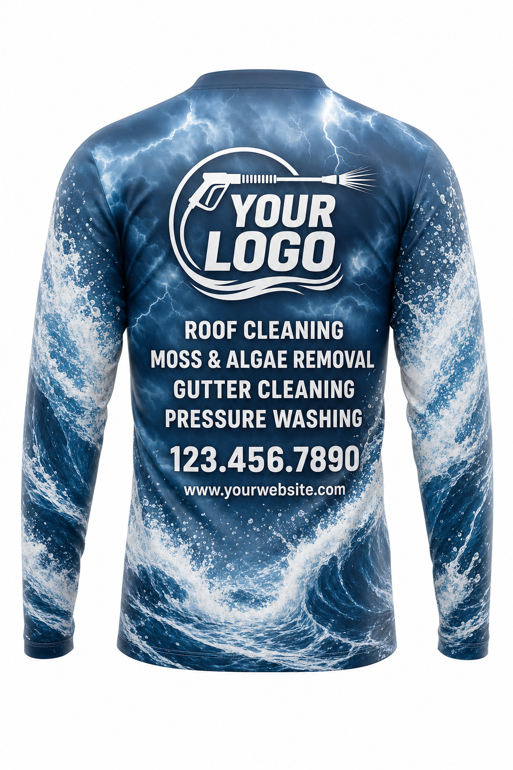 Ocean Storm custom roof cleaning & pressure washing crew uniform Long Sleeve — back