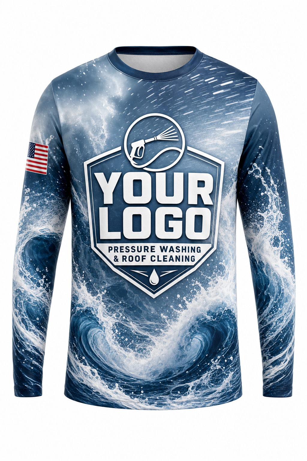 Ocean Storm custom roof cleaning & pressure washing crew uniform Long Sleeve — front