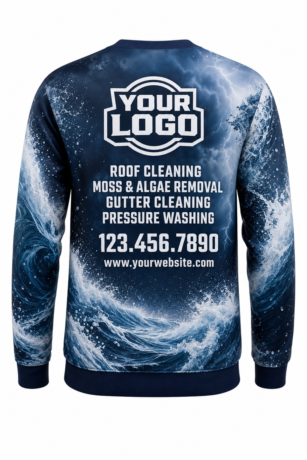 Ocean Storm custom roof cleaning & pressure washing crew uniform Sweatshirt — back