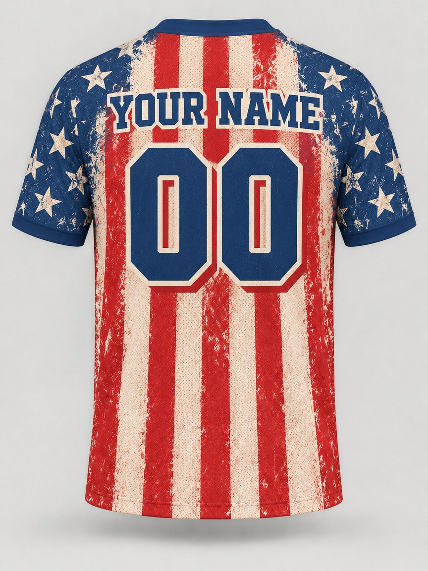 Old Glory Script custom cornhole team jersey, back