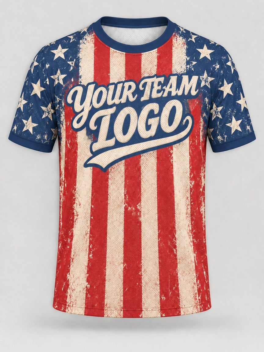 Old Glory Script custom cornhole team jersey, front