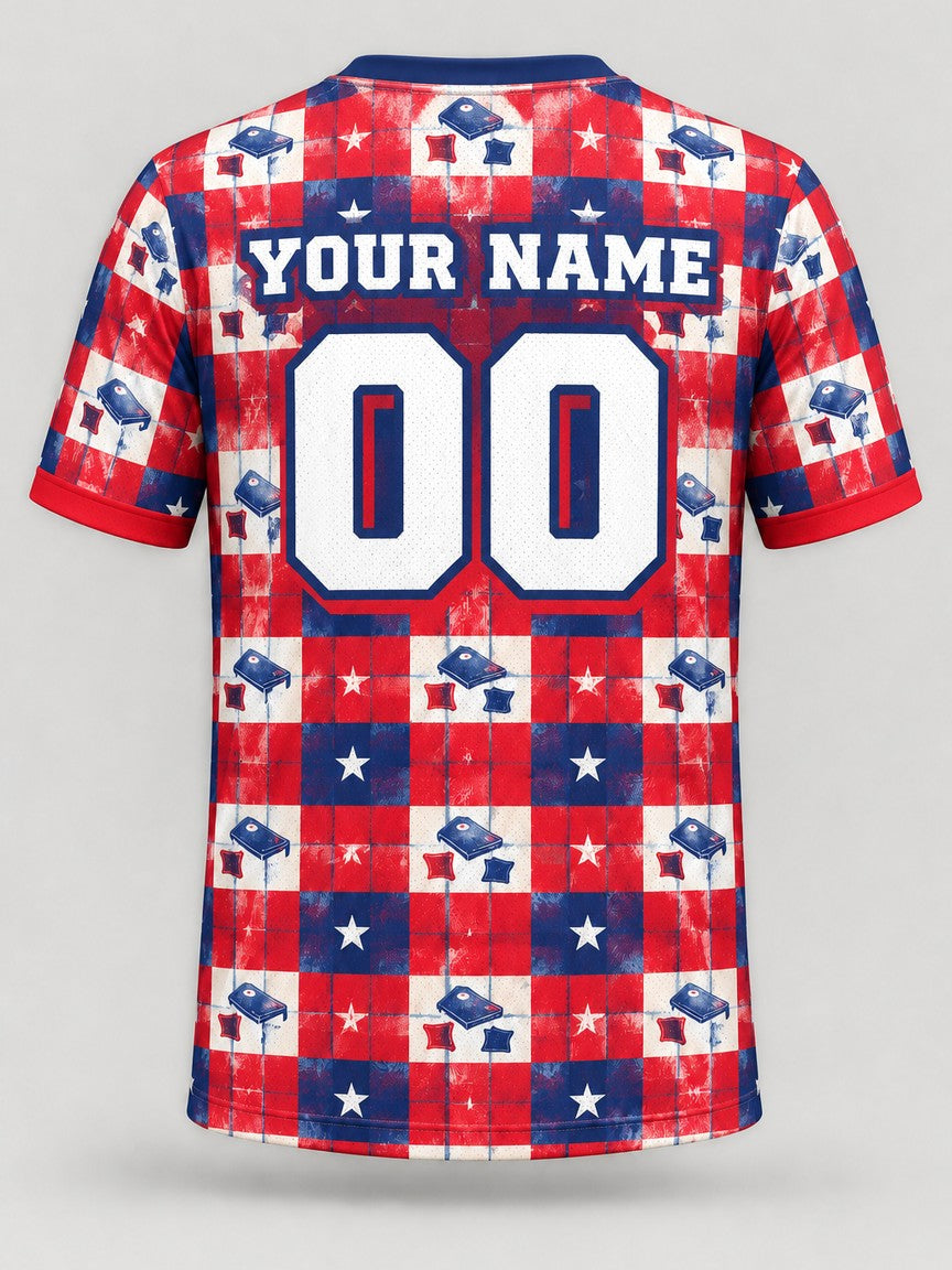 Patriot Plaid custom cornhole team jersey, back