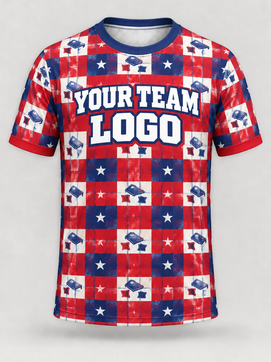 Patriot Plaid custom cornhole team jersey, front