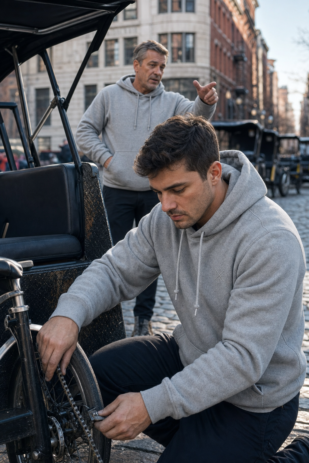 Pedicab worker mockup — hoodie