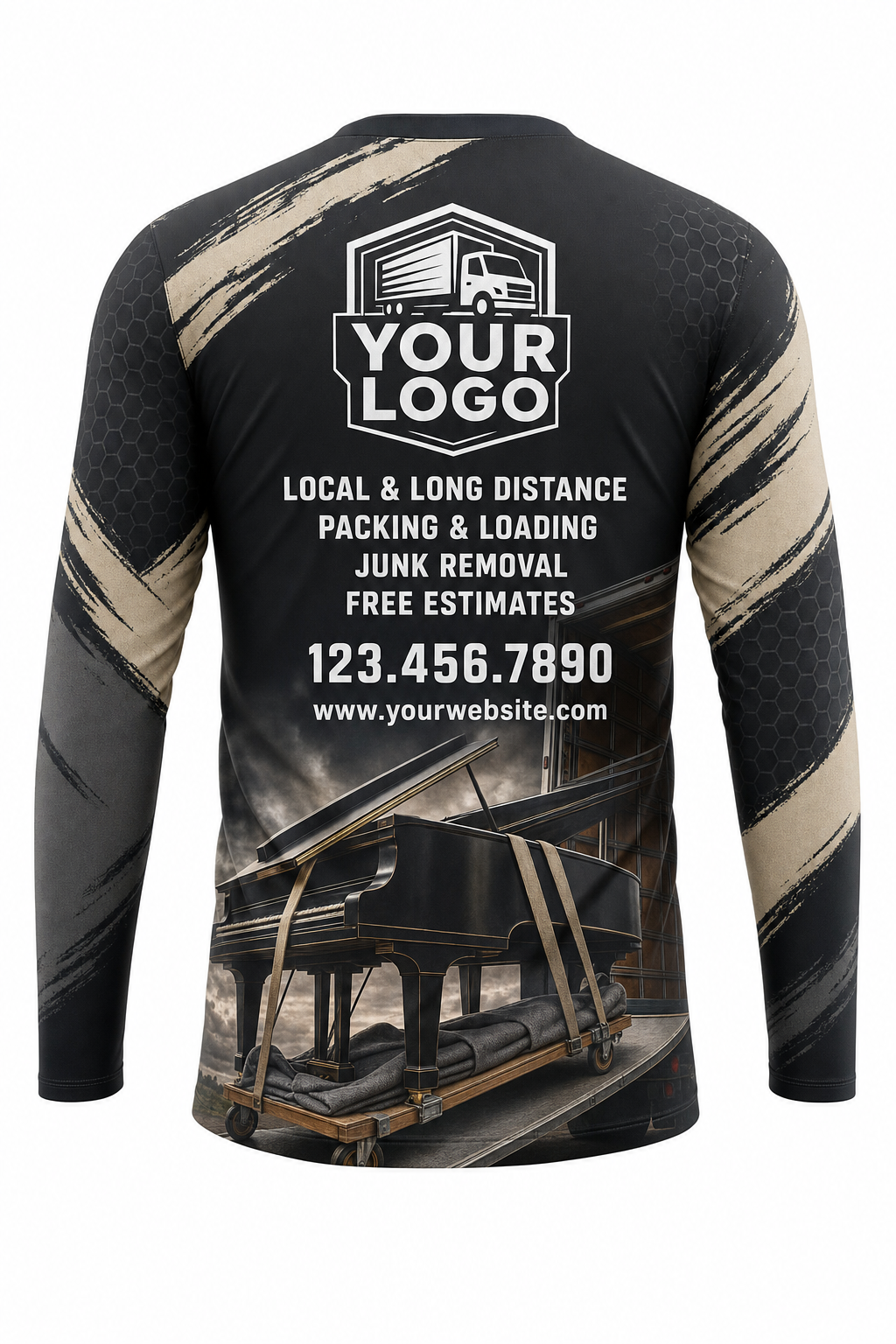 Piano Move custom moving & junk removal crew uniform Long Sleeve — back