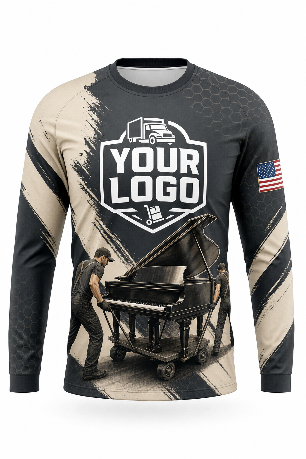 Piano Move custom moving & junk removal crew uniform Long Sleeve — front