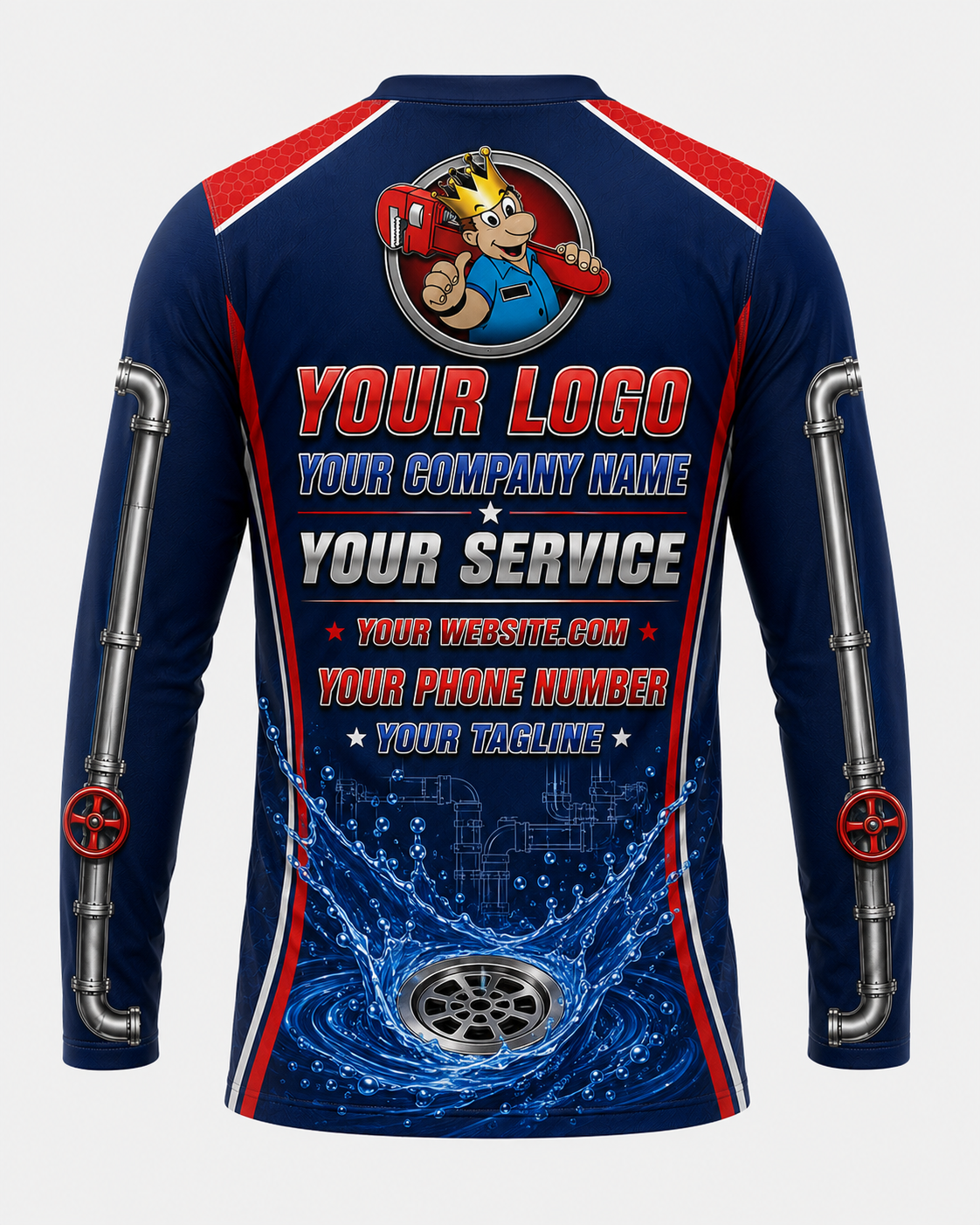 Pipe Blueprint custom plumbing crew uniform, back