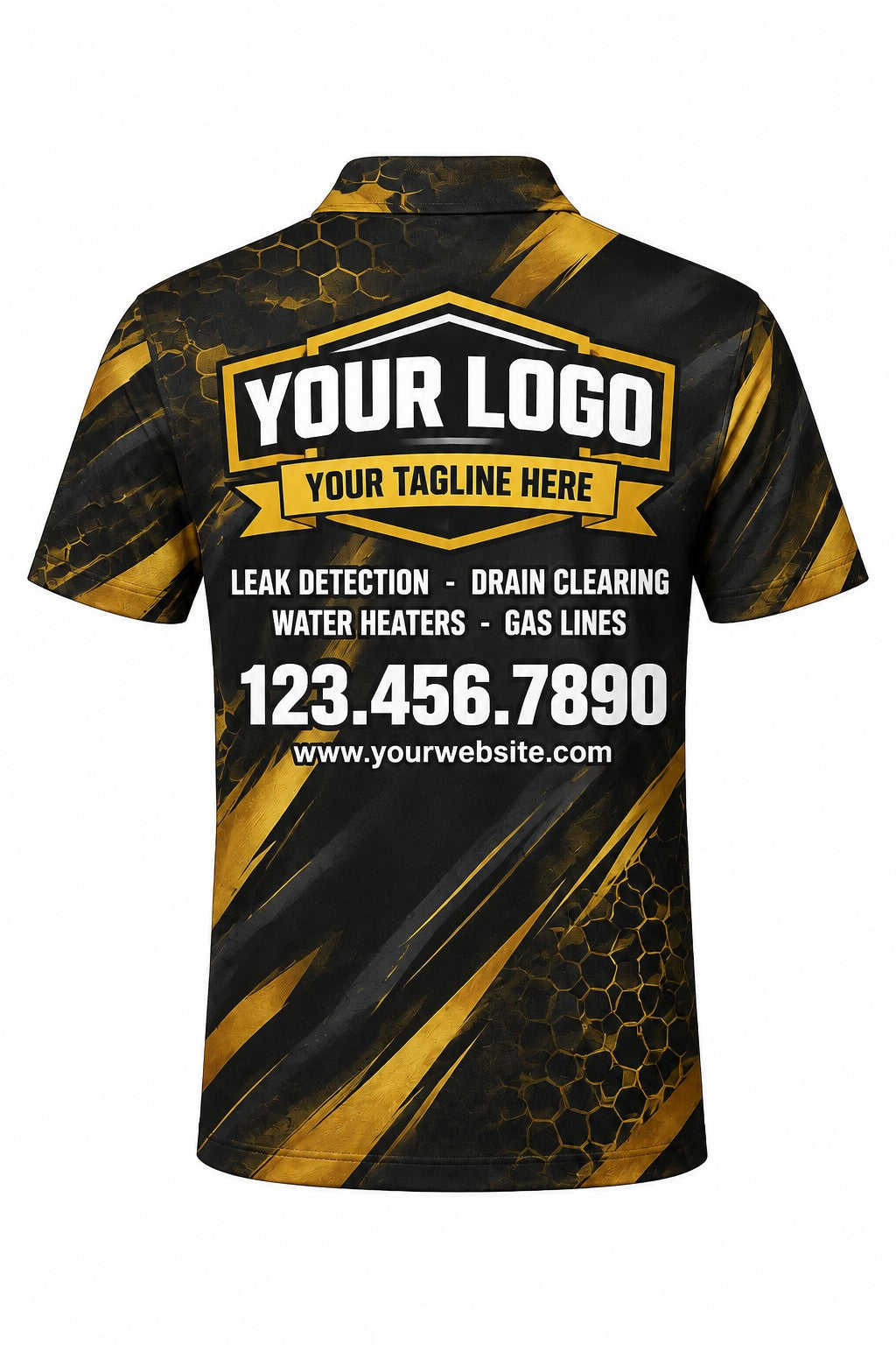Black Gold Plumbing custom plumbing polo, back