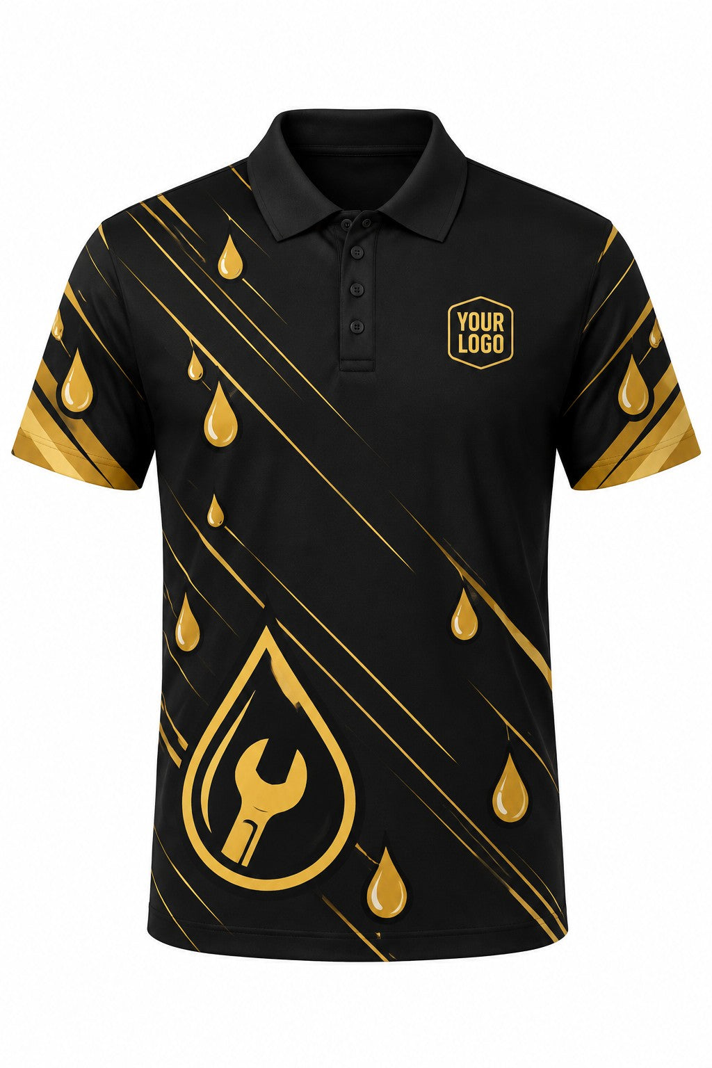 Black Gold Plumbing custom plumbing polo, front