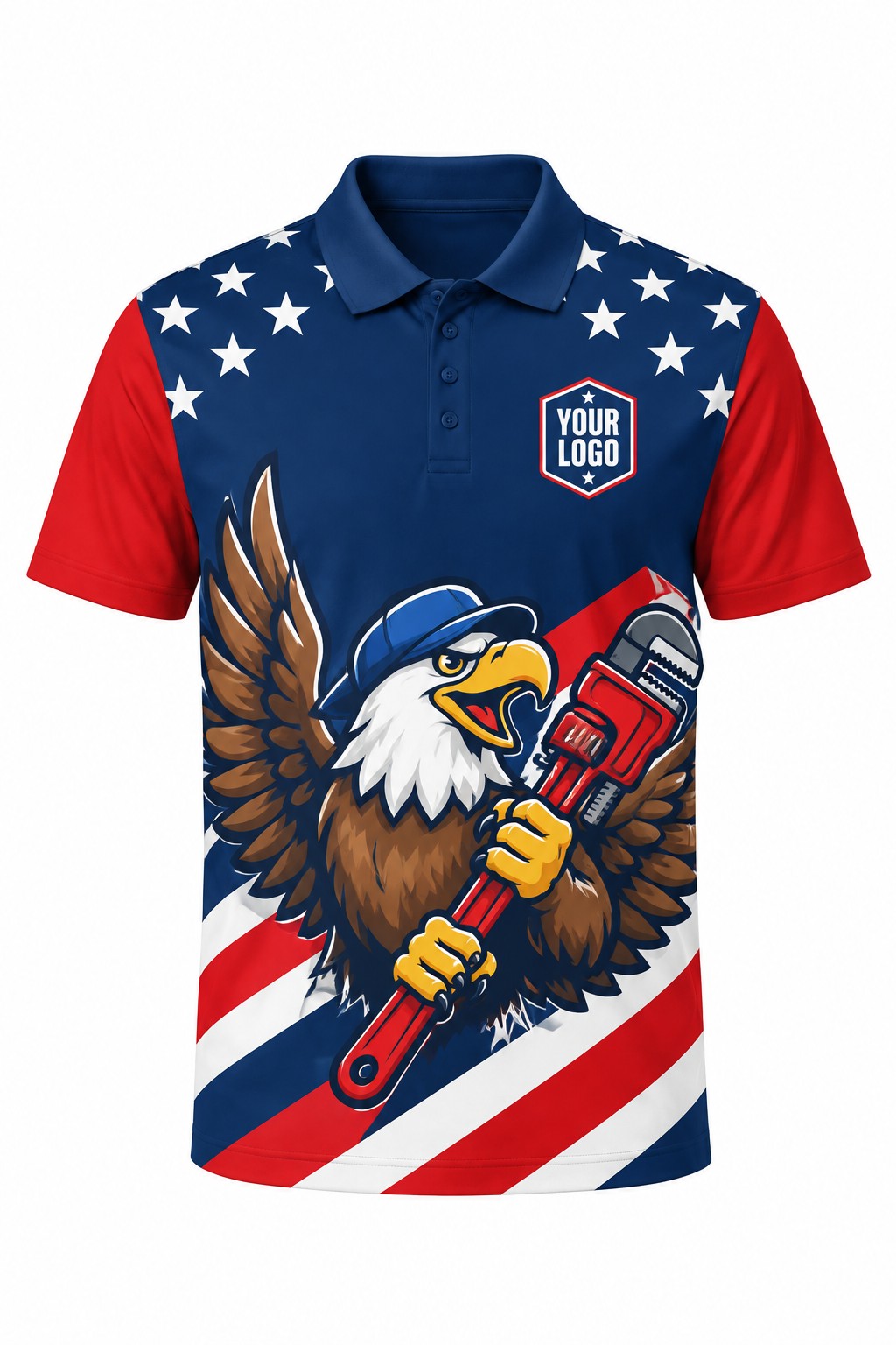 Liberty Eagle custom plumbing polo, front