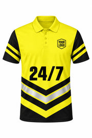 Hi-Vis Emergency custom plumbing polo, front