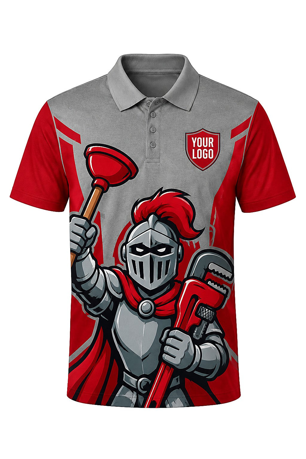 Drain Knights custom plumbing polo, front