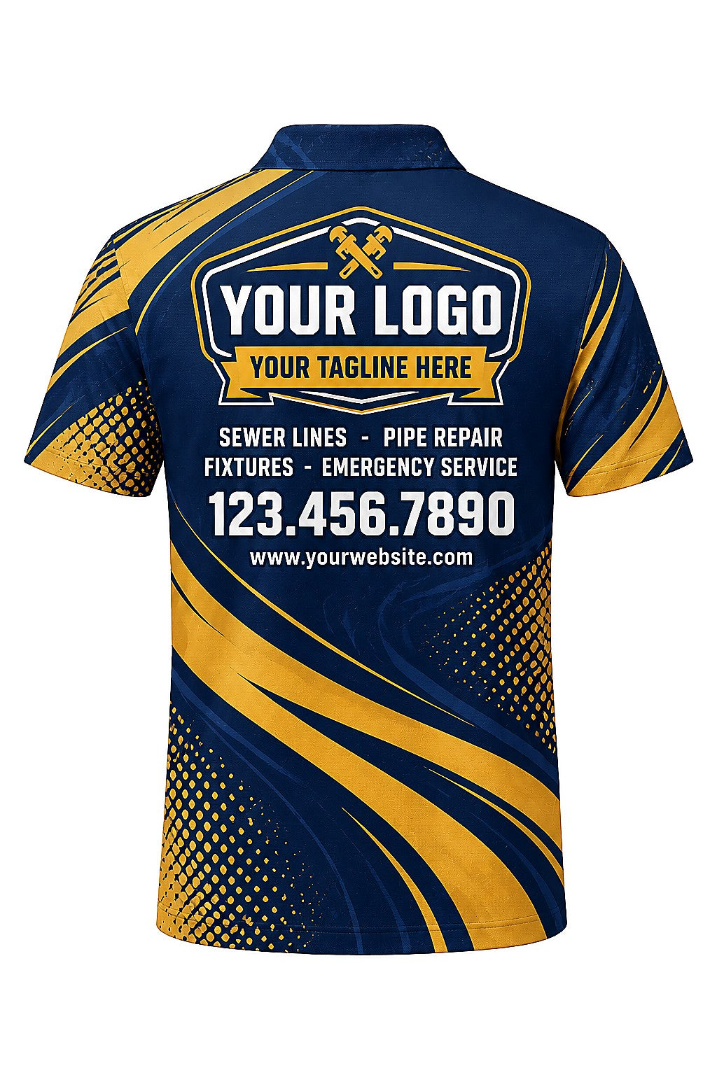Pipe King custom plumbing polo, back