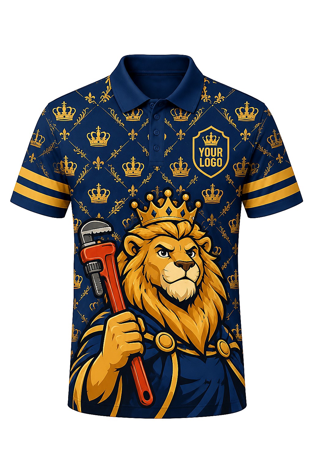 Pipe King custom plumbing polo, front