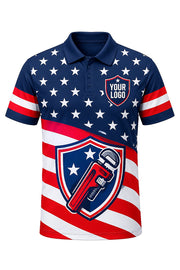Old Glory Plumbers custom plumbing polo, front