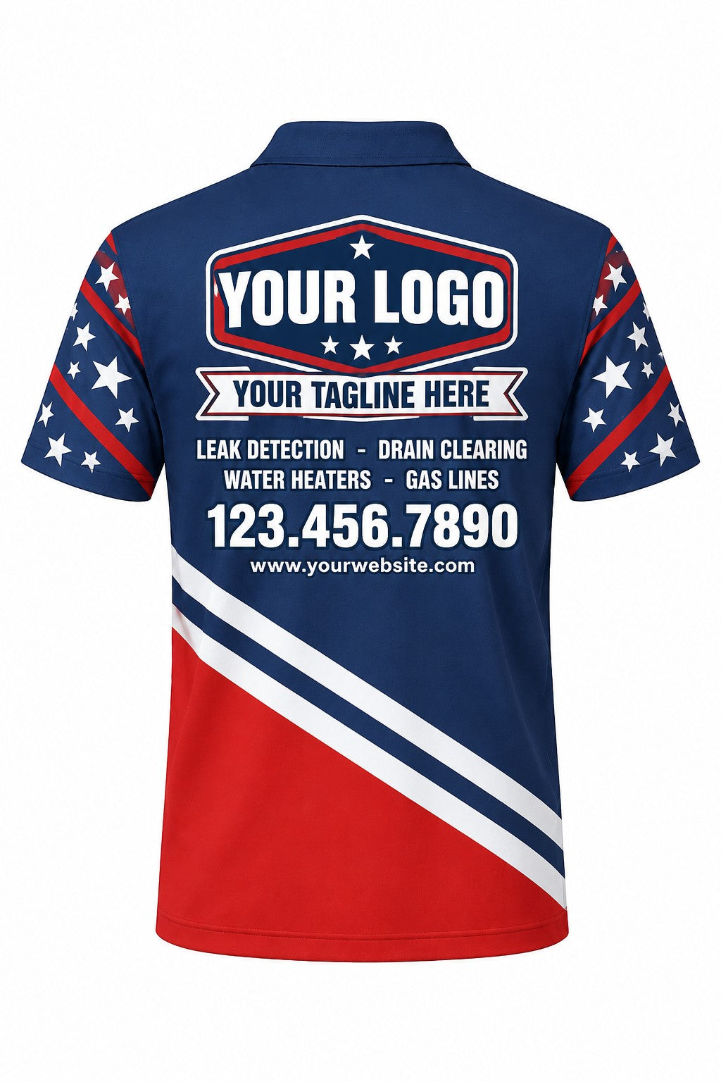 Bulldog Pipe Pros custom plumbing polo, back