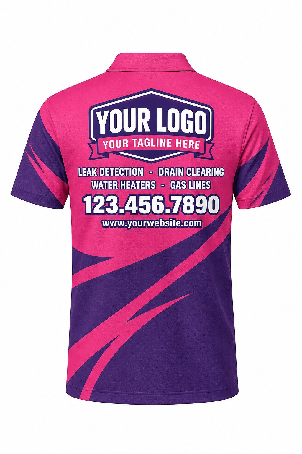 Pink Wrench custom plumbing polo, back