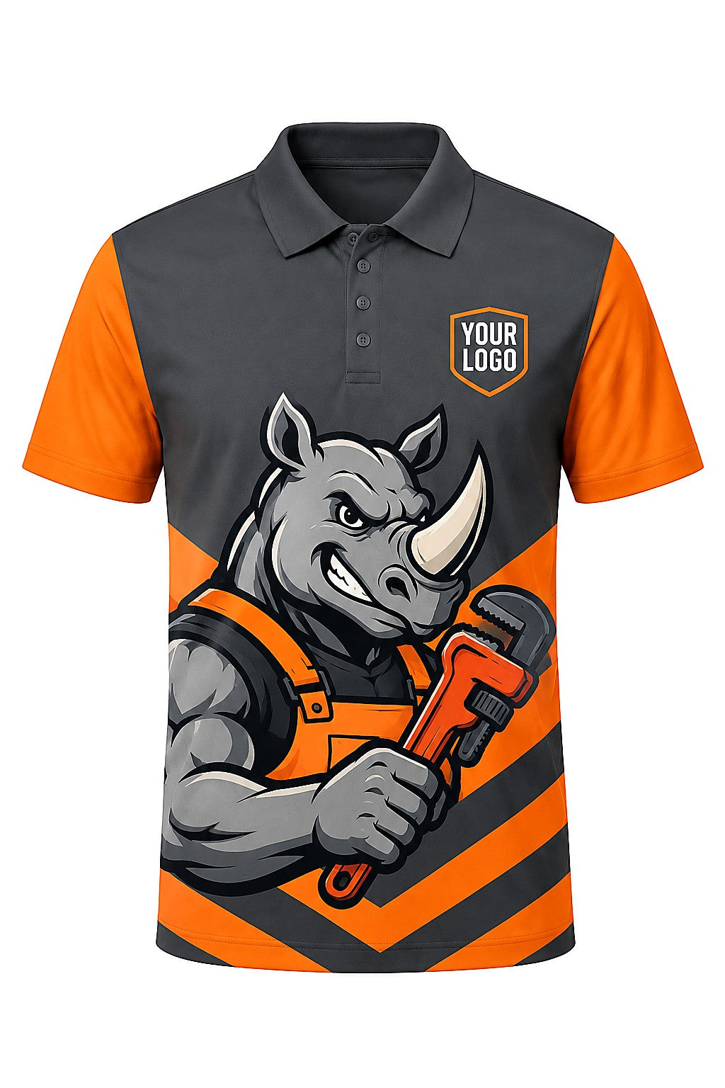 Rhino Rooter custom plumbing polo, front