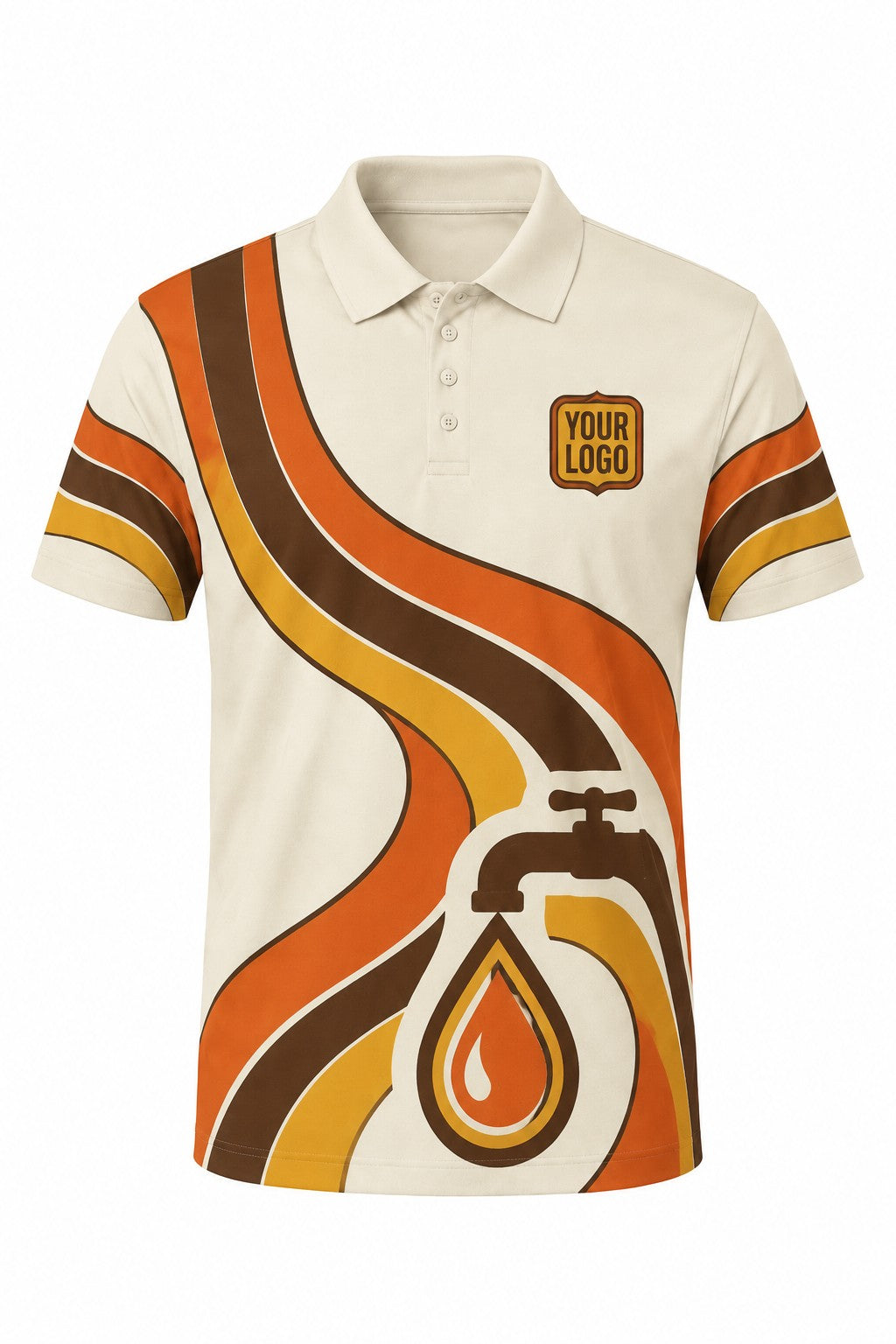 Retro Pipes custom plumbing polo, front