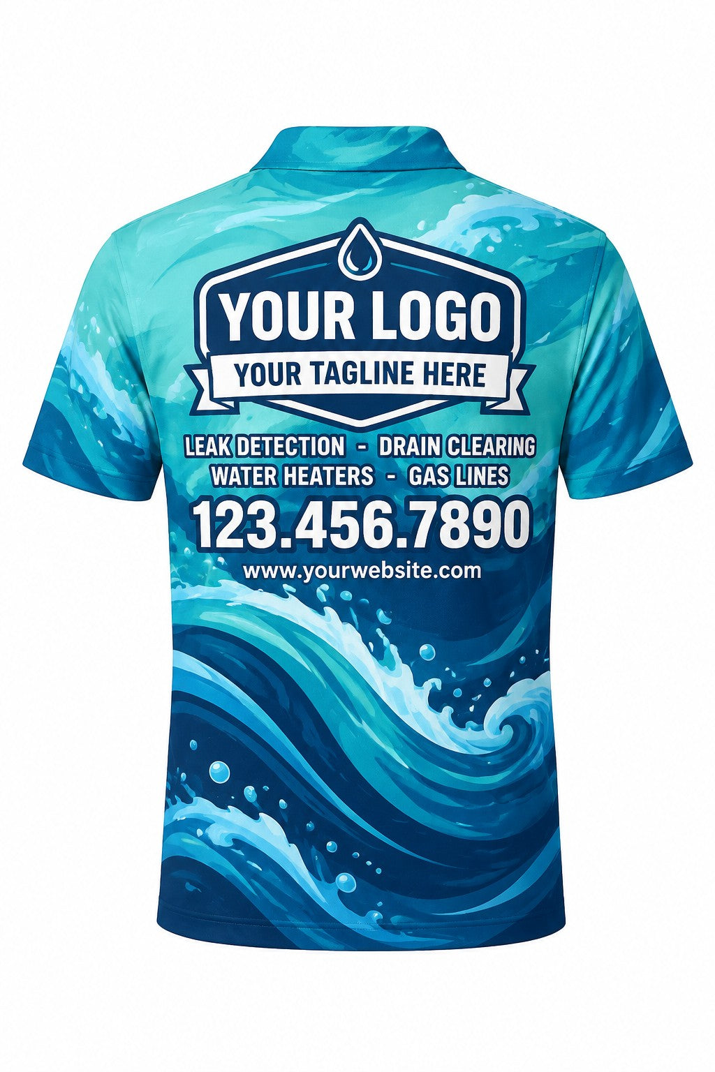 Shark Plumbers custom plumbing polo, back