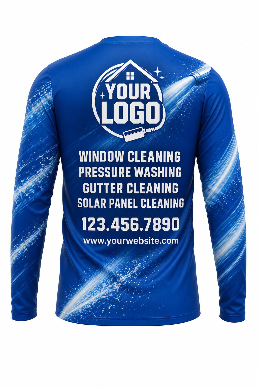 Power Wash custom window cleaning crew uniform long-sleeve shirt — back (longsleeve-back)