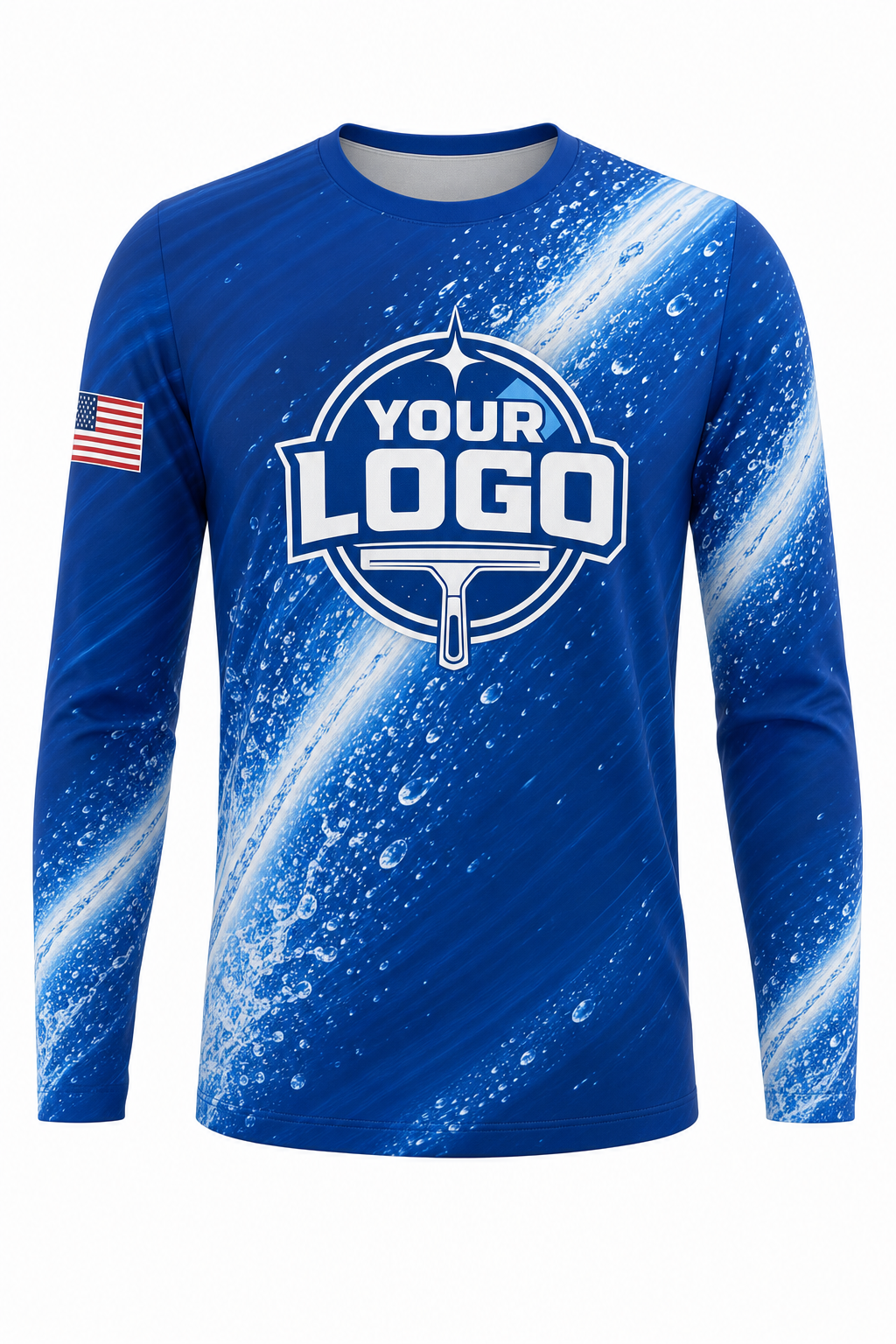 Power Wash custom window cleaning crew uniform long-sleeve shirt — front (longsleeve-front)