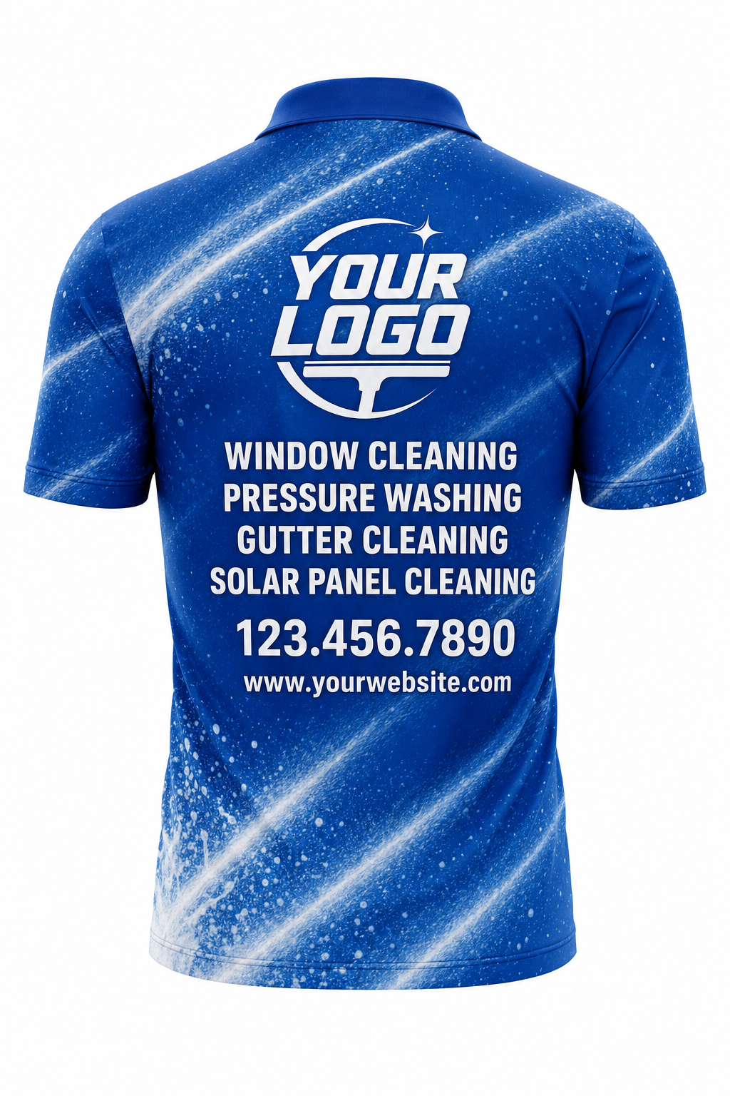 Power Wash custom window cleaning crew uniform polo shirt — back (polo-back)