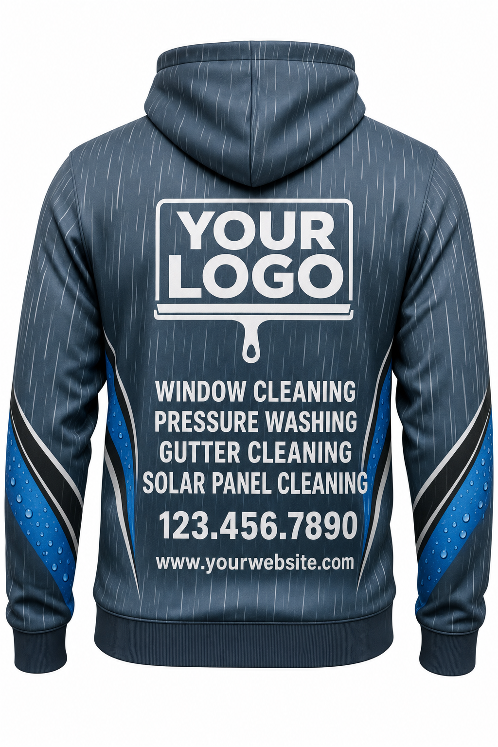 Rainfall custom window cleaning crew uniform hoodie — back (hoodie-back)