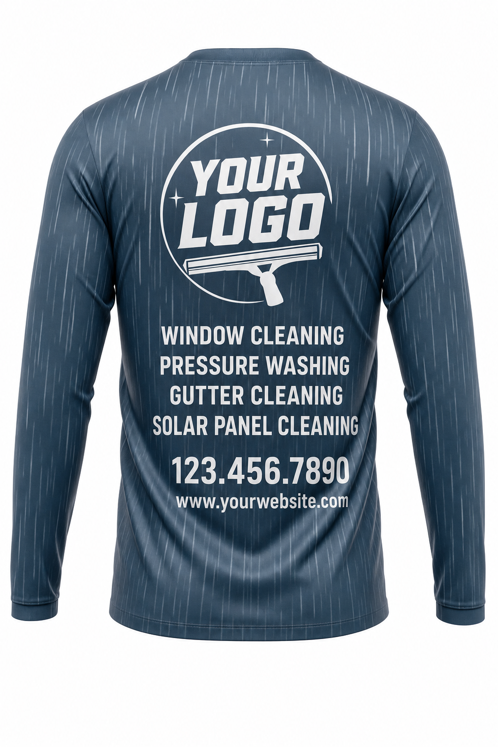 Rainfall custom window cleaning crew uniform long-sleeve shirt — back (longsleeve-back)