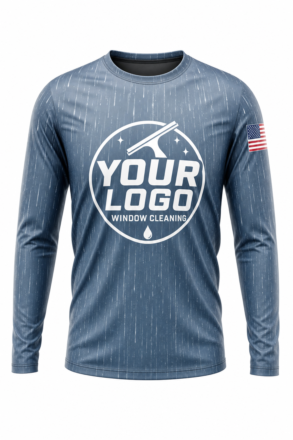 Rainfall custom window cleaning crew uniform long-sleeve shirt — front (longsleeve-front)